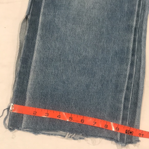 Blank Paige Denim Collection Wide Leg Mid Rise Med Wash Frayed Hem Slit Side S - Picture 16 of 16
